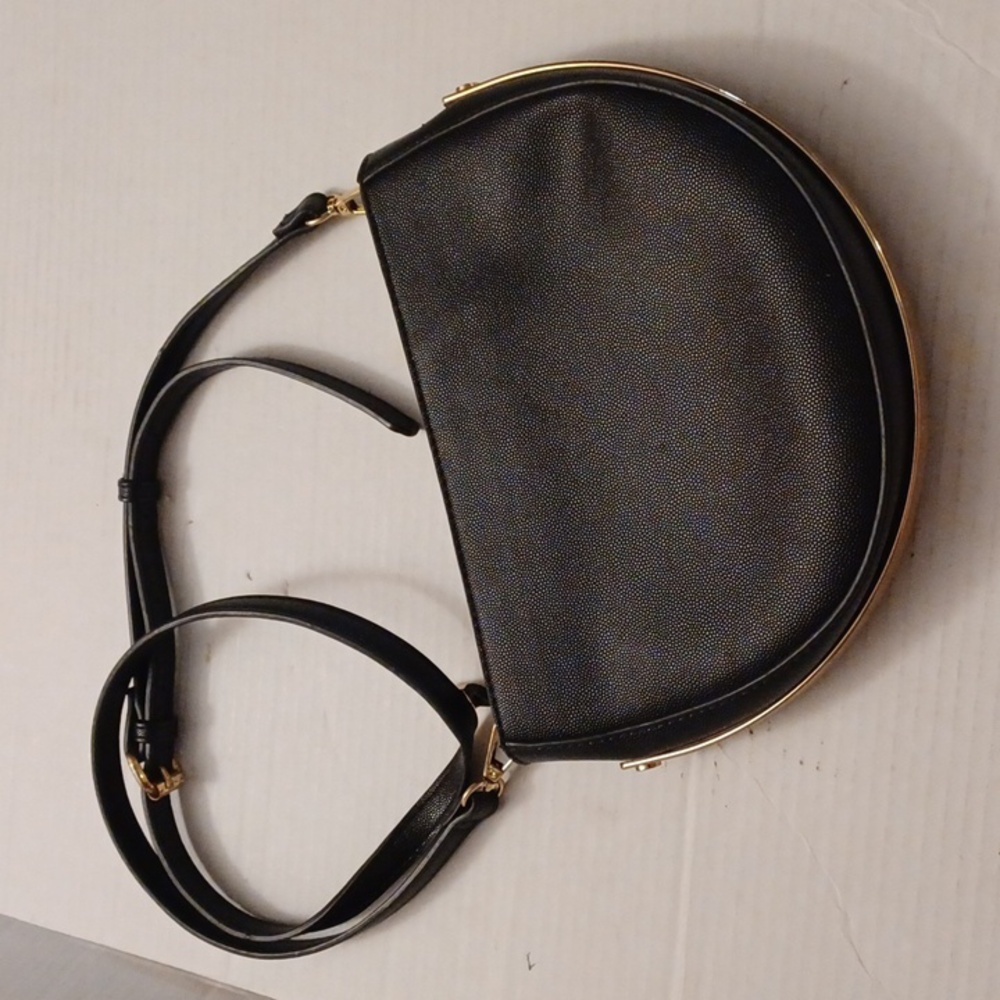 4/$60 Black Faux-Leather Crossbody Bag With Gold Accent